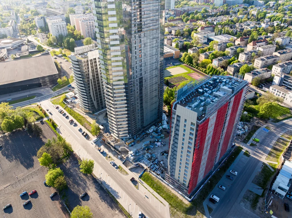 ATAL Olimpijska rośnie w górę – nowe zdjęcia z budowy w centrum Katowic